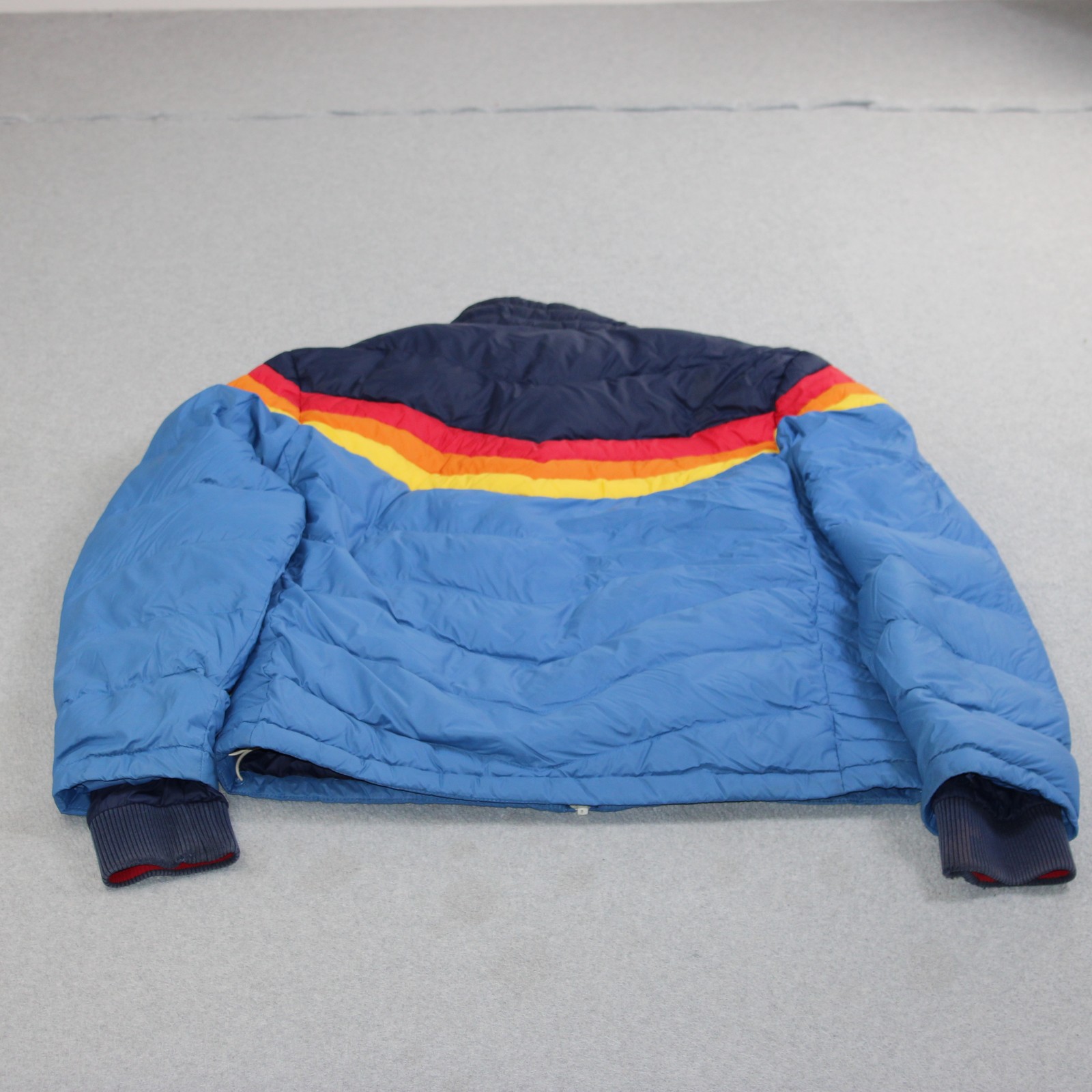 Marine Layer Lost & Found Jacket Men Medium Blue Down Puffer Retro Ski Striped - second product detail image
