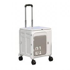 Folding Utility Cart with Lid Heavy Duty Foldable Rolling Crate Lightweight