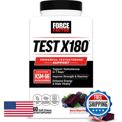 Force Factor Test X180 Testosterone Support For Men Clinically Studied Ksm-66