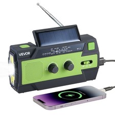 VEVOR Emergency Weather Radio, 4000mAh Battery, FM/AM/WB/NOAA Alert Solar Hand C