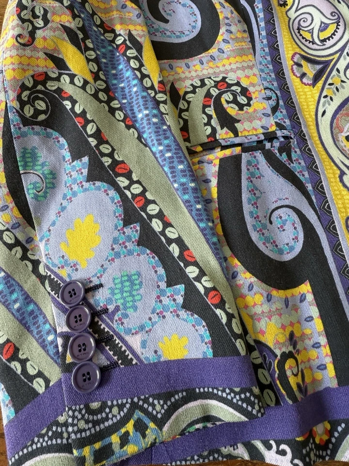 Blazer para mujer Etro Milano mezcla de lino cachemir púrpura talla L/XL Foto 3 de 4