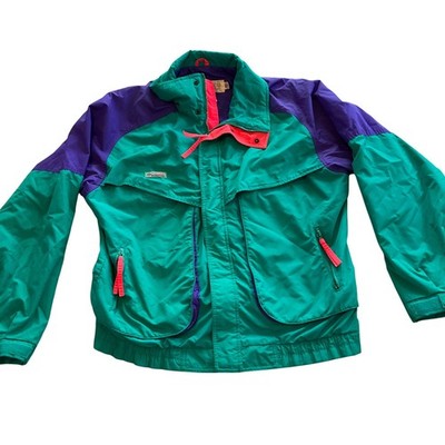 Columbia Sportswear Company Vintage Mens Jacket Teal Purple Neon Pink Size L