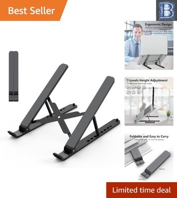 Adjustable & Portable Laptop Stand for 10-15.6  Devices - Black Ergonomic Riser