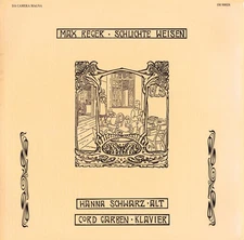 HANNA SCHWARTZ Alto REGER Schlichte Weisen DA CAMERA MAGNA SM-90024 LP NM 1976