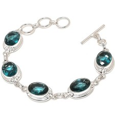 London Blue Topa Gemstone 925 Sterling Silver Jewelry Bracelet Size 7-8"