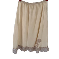 Vintage Vanity Fair Nylon Half Slip SZ XS-S Floral Lace Beige 20.5" Long USA