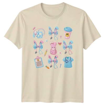 Süßes Krankenschwester Hase Häkelanleitung Damen T-Shirt Häkelkunst Krankenpflege
