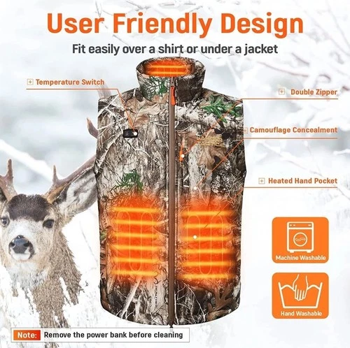 USB Heated Vest Lightweight Hunting Hiking with 10000 Mah Battery Pack image 8