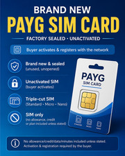 Brand New UK PAYG SIM Card | Factory Sealed | O2 EE Vodafone Lebara