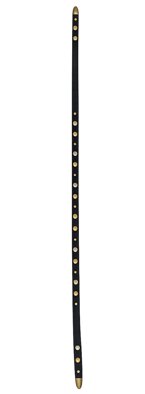 SANDY DUFTLER Leather Gold Silver Studs Wrap Belt Tie Medium Large M/L 57.5" image 5