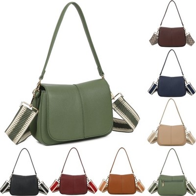 Damen Umhängetasche Schultertasche Klappe Umhängetasche Handtasche verstellbarer Riemen Geldbeutel