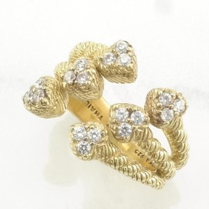 Authentic Judith Ripka DQCZ Hearts Gold Plated Silver Ring Sterling Size 7