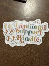 3 pk Emotional Support Kindle Book Sticker - Cute Reading Decals for Laptop