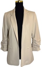 Banana Republic Beige Blazer Women  s Small 3/4 Sleeve Ruched Workwear
