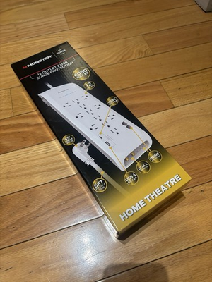 #ad Monster Just Power it Up Surge Protector w USB 12 Outlets 4050J White 6ft $53.99