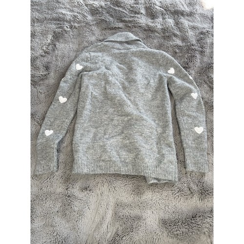 Cat & Jack Cardigan Sweater Girls Size Large 10-12 Open Gray Fleece Heart Dots - Picture 6 of 6