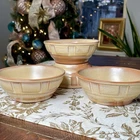 Set of 4 Frankoma Pottery 94X Desert Gold Wagon Wheel Cereal Coupe Bowls 5.5”