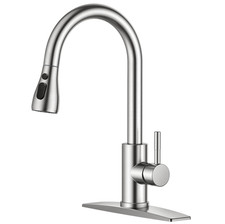 High Arc Kitchen Sink Faucet Pull Down Sprayer Stainless Steel 1 or 3 Hole