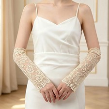 Summer Women Breathable Lace Fake Arm Sleeves Elastic Long Fingerless Driving Mi