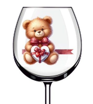 12x Valentinstag Teddy Vinyl Aufkleber Abziehbild Becher Weinglas Flasche Laptop