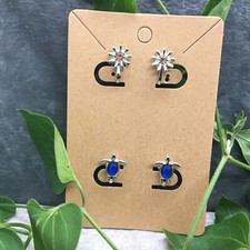 4 PC Matching Clip-on Non Pierced Earrings Set Gold-Tone New Free Ship 4782