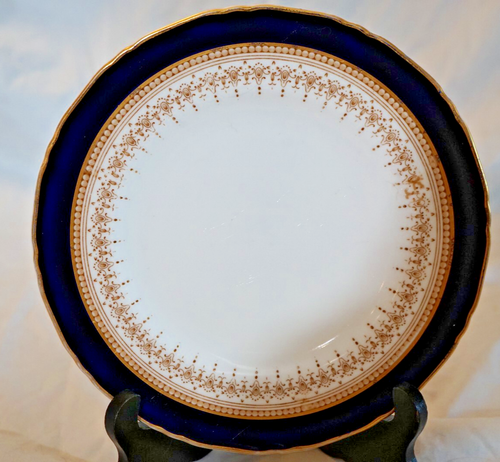 ROYAL WORCESTER BLUE REGENCY 5 SALAD PLATES BONE CHINA COBALT BLUE W/ GOLD TRIM - Picture 11 of 24