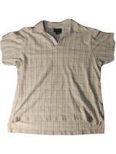 Eddie Bauer Short Sleeve Polo - Striped Creme Shirt Size L Large