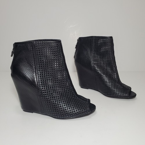 ASH Brand June Women's Perforated Leather Open Toe Zip Booties Wedge Heel 39 - 第 2/9 張圖片