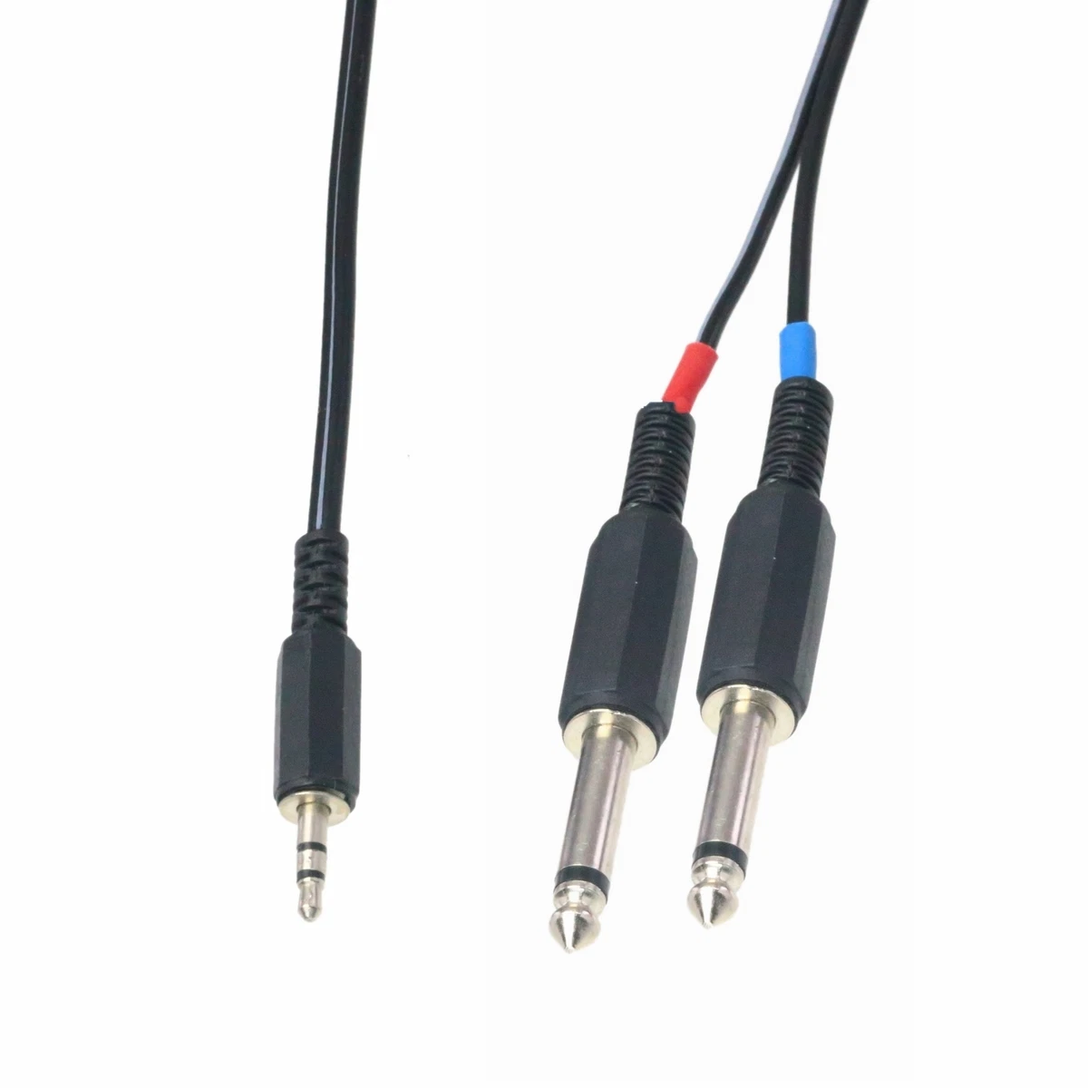 3.5mm TRS to +/- dual 6.35mm TS plug AV audio coaxial cable for