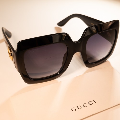 Gucci GG0053S Black / Grey Lens Square Women Oversized Sunglasses 100% UV - Picture 9 of 9