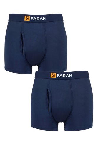 FARAH Men's Bamboo Keyhole Trunks Striped / Plain Various Colours / Sizes 2 Pack - Picture 8 of 13