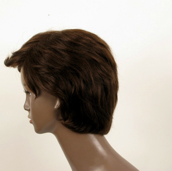Perruque Afro Femme Cheveux Naturels Châtain - Bonnet Large, Courte, 100% Humain - Neuf Avec étiquettes