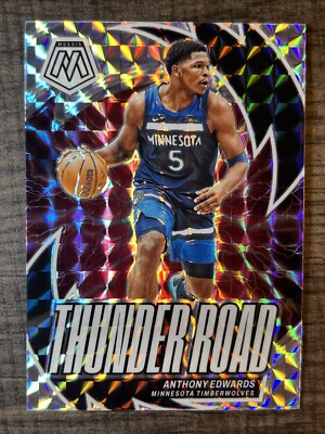【PANINI /100】Anthony Edwards直筆サイン入りポスター Anthony Edwards 2023-24 Panini Mosaic Silver Prizm Thunder