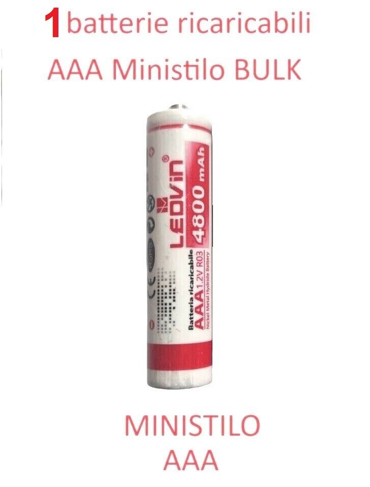 1 BATTERIE RICARICABILI AAA MINI STILO 1.2v PILE ALCALIN MINISTILO Ni-MH 4800mAh