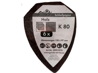 Sanding Leaf Set K80 6-Piece Fits Parkside LIDL PMS 130