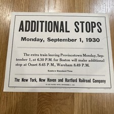 New York, New Haven & Hartford Railroad - Provincetown Onset Train Poster 1930