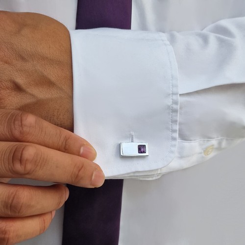 Mens Fashion Cufflink Rectangle With Rhinestone Business Wedding Party Virens Em - Picture 15 of 24