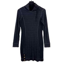 Prana Womens (S) Kelland Sweater Mini Dress Wool Blend Gray Black Mock Neck