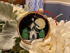 "CHURCH" Wood Slice ornament - Hand-painted BY ME!  About 3”: RESIN SEALED!