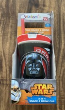 NIB Disney Star Wars Snackeez Jr 2 In 1 Snack Drink Cup Straw Lid Darth Vader
