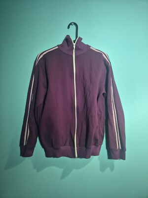 Vintage Purple Track Jacket Adidas Style Stripes Gym Sports Tracksuit