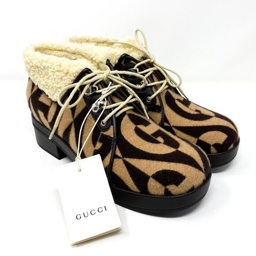 Gucci Mujer Lana G Monograma Marrón Botines 39.5 Eu 9.5 | eBay