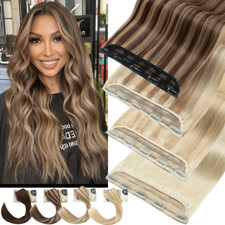One Piece 100 Real Remy Human Hair Clip In Hair Extensions Thick Half Head SOFT