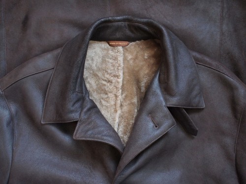 SERAPHIN - Makers of HERMES -Shearling Coat-Brown Leather- Made In France - 50 - Picture 9 of 22