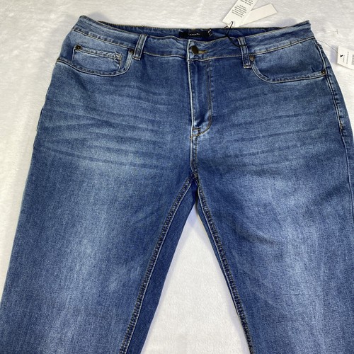 Pantalones de mezclilla Tahari para hombre 38x32 elásticos satén calce ajustado vintage lavados bigotes nuevos - Imagen 2 de 20