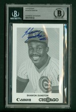 Shawon Dunston Autographed Canon 3x5 Team Issued Photo Card Beckett Authentic