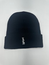  Logan Henderson Logo Cuffed Black Knit Beanie Hat Cap Winter One Size