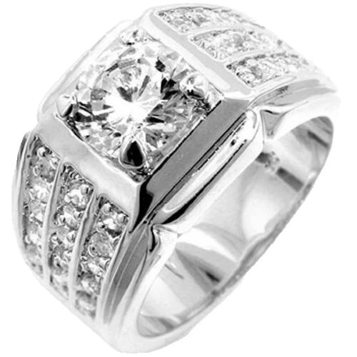 Cubic Zirconia Rodio Plateado Joyería para Hombre