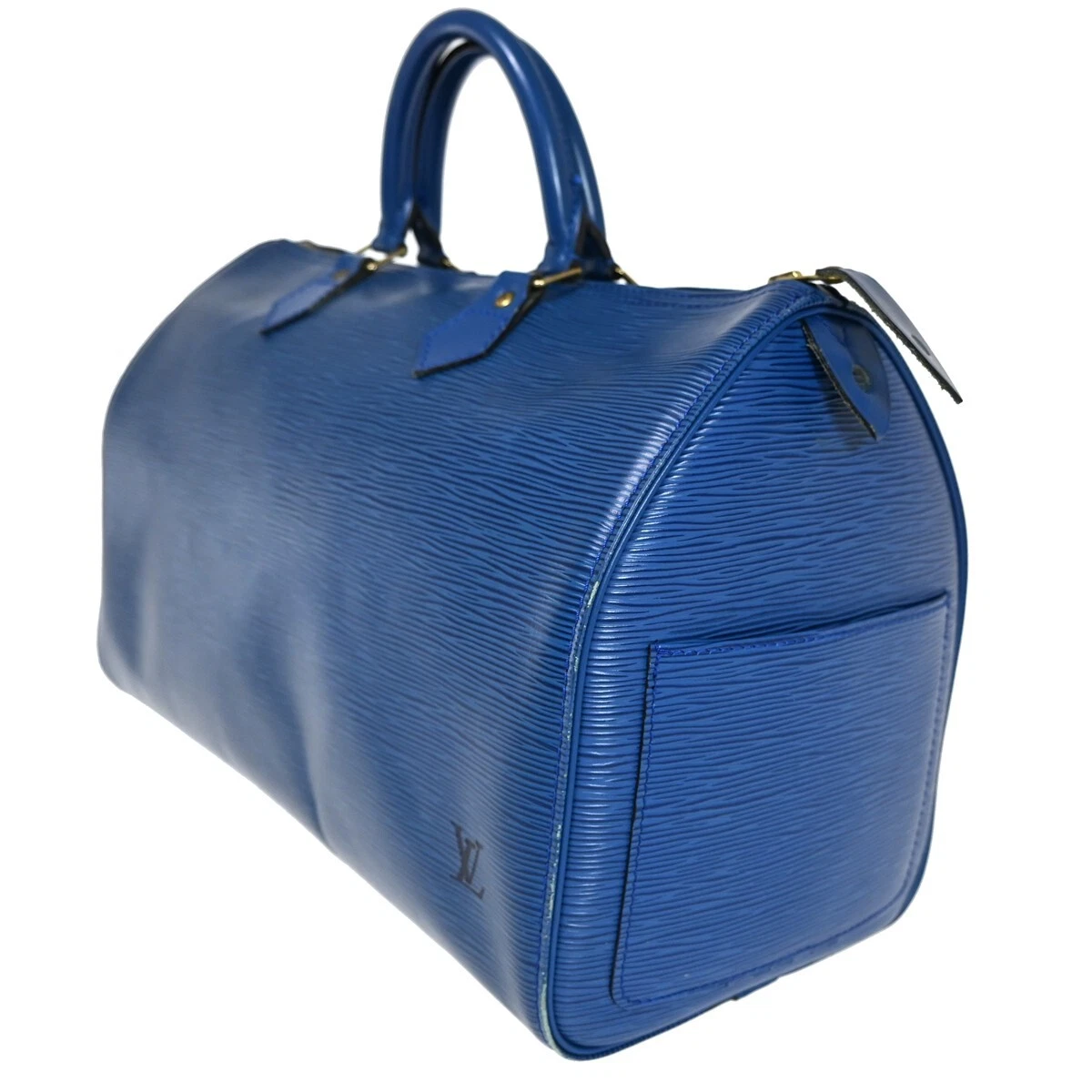 LOUIS VUITTON LV Speedy 35 Travel Hand Bag Epi Leather Blue GHW 