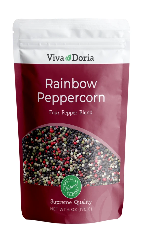 Viva Doria Rainbow Peppercorns Blend, Four Pepper Blend, 6 oz